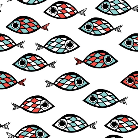 Fish pattern in abstract styleのイラスト素材