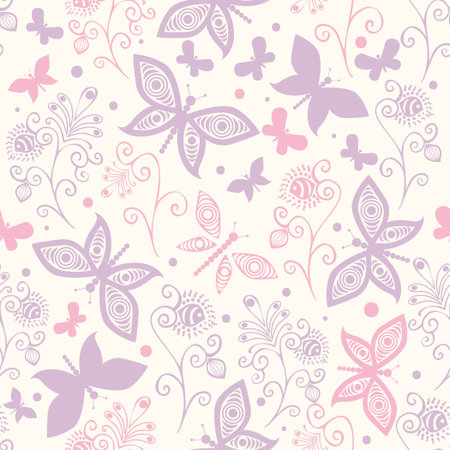 Romantic butterfly seamless pattern.のイラスト素材