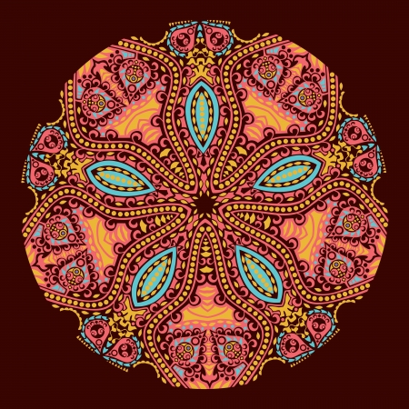 ornamental round lace pattern, circle background with many details, looks like crocheting handmade laceのイラスト素材