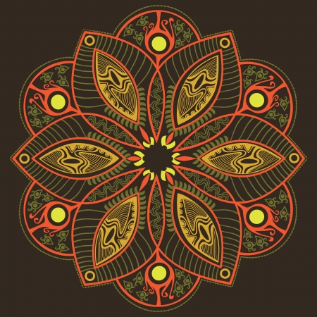 ornamental round lace pattern, circle background with many details, looks like crocheting handmade laceのイラスト素材