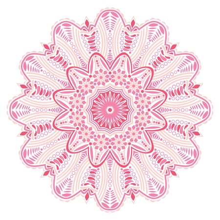 ornamental round lace pattern, circle background with many details, looks like crocheting handmade laceのイラスト素材