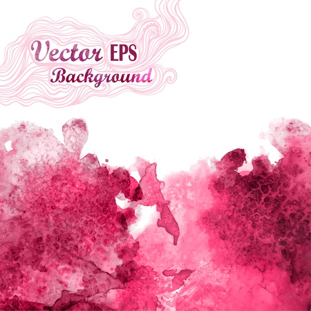 Vector wave in watercolor technique.Grunge background.Drop red abstract watercolor looks like wine splash.Vector stain. Watercolor composition for scrapbook elements with empty space for text message.のイラスト素材