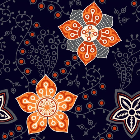 Colorful floral seamless pattern in cartoon style. Seamless pattern can be used for wallpaper, pattern fills, web page background,surface textures. Gorgeous seamless floral backgroundのイラスト素材