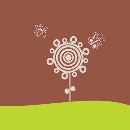 Cartoon flower with butterflies. Vector version is in my portfolio.のイラスト素材