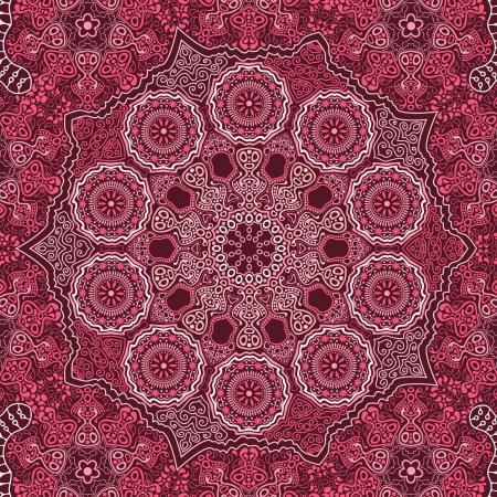 ornamental lace pattern, circle background with many details, looks like crocheting handmade lace, seamless textureのイラスト素材