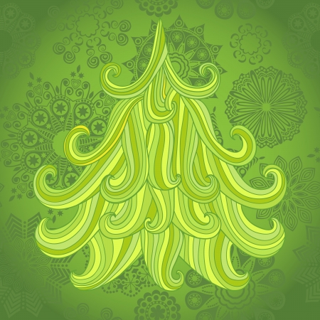 Christmas tree, Marry Christmas card with snowflakes seamless background. You can use it separatelyのイラスト素材