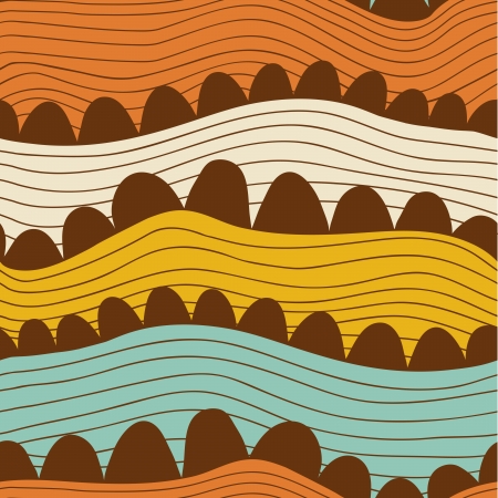 Abstract seamless pattern with stripes and circles, colorful seamless abstract hand-drawn pattern, waves backgroundのイラスト素材