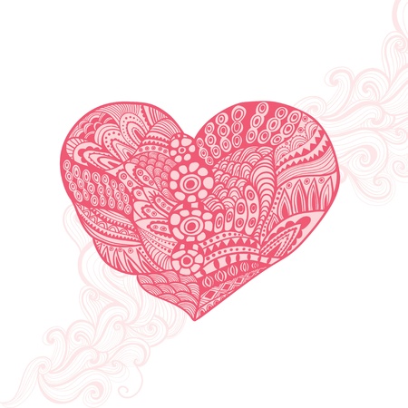 Floral heart. Heart made of flowers.Doodle Heartのイラスト素材