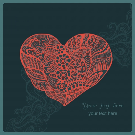 Floral heart. Heart made of flowers.Doodle Heartのイラスト素材