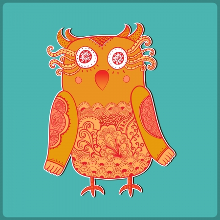 Cute Decorative Owl, vector illustration. Lacy bird.のイラスト素材