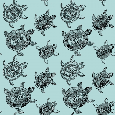 Seamless pattern with turtles.のイラスト素材