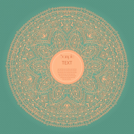 Ornamental round lace frame. Background for celebrations, holidays, sewing, arts, crafts, scrapbooks, setting table, cake decorating. Lace doily.のイラスト素材