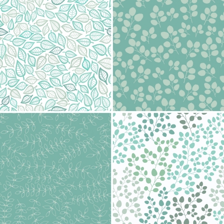 Set of Four Seamless Pattern With Leaf. Abstract leaf texture, endless background.Seamless pattern can be used for wallpaper, pattern fills, web page background, surface textures.のイラスト素材