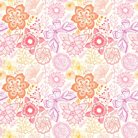 Seamless texture with flowers and birds. Endless floral pattern.Seamless pattern can be used for wallpaper, pattern fills, web page background,surface textures. Gorgeous seamless floral backgroundのイラスト素材