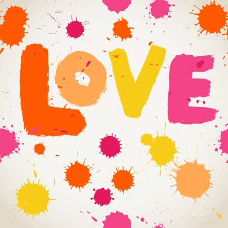 Spray paint watercolor vector seamless pattern with Love letters. Valentine's Day background. You can use it separately.のイラスト素材