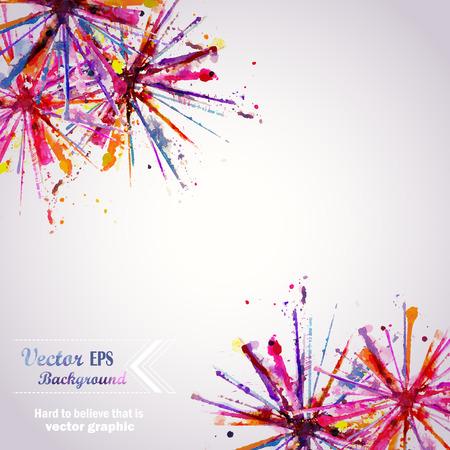 Abstract hand drawn watercolor background firework ,vector illustration, stain watercolors colors wet on wet paper. Watercolor composition for scrapbook elements. Celebration card.のイラスト素材