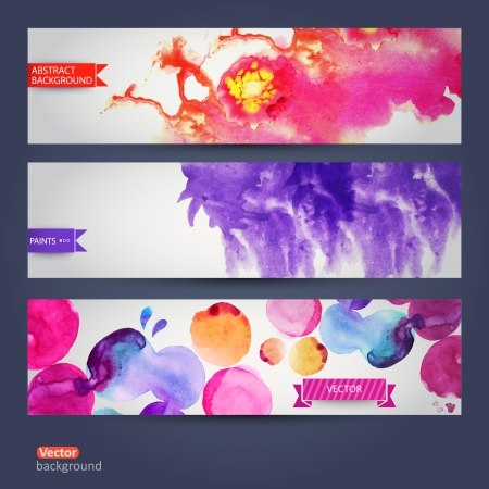 Vector abstract hand drawn set of tree watercolor background,vector illustration, stain watercolors colors, wet paper. Watercolor composition for scrapbook elements. Paints backdrop. Design template.のイラスト素材
