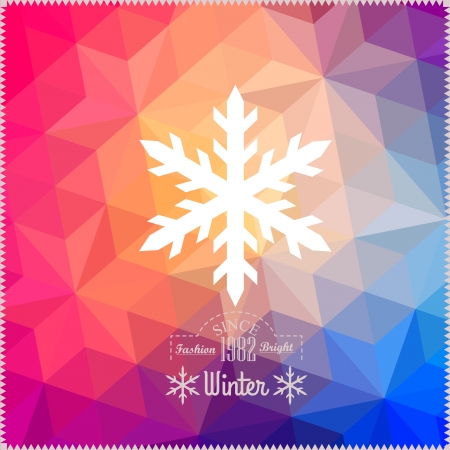 Vector snowflake. Abstract snowflake on geometric pattern. Snowflake sign. Christmas. New Year card illustration.Holiday design. Winter Backdrop. Retro pattern of geometric shapes. Hipster backgroundのイラスト素材