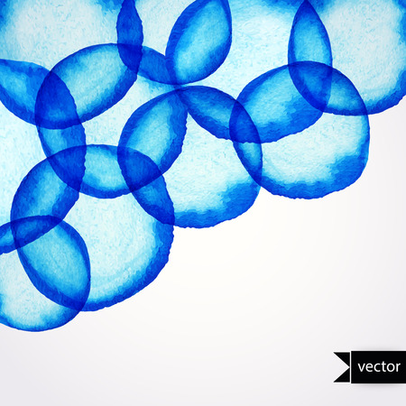 Vector round shapes watercolor  ornament. Paints. Watercolor blue banner.  Watercolor blue pattern. Round watercolor stains. Watercolor rounds background, backdrop. Water surface. Soap bubbles. Atomのイラスト素材