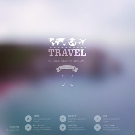 Vector web and mobile interface template. Corporate website design. Minimalistic multifunctional media backdrop. Vector. Editable. Blurred. Triangle badge label, mountain landscape. Options, Iconのイラスト素材