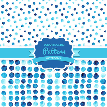 Vector watercolor circles seamless pattern (tiled). Retro paints ornament set. Round shapes pattern. Color cell. round shapes. Geometric painted ornament. Grunge colorful rounds shapes.のイラスト素材