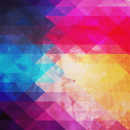 Retro pattern of geometric shapes. Colorful mosaic banner. Geometric hipster retro background with place for your text. Retro triangle backgroundの写真素材