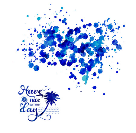 Vector watercolor background for textures and backgrounds with typography emblem "have a great summer".のイラスト素材
