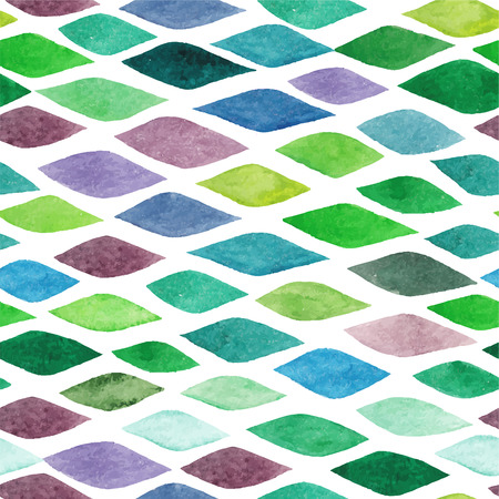 Watercolor seamless abstract hand-drawn pattern, endless modern background, abstract seamless repeat pattern with rhombsのイラスト素材