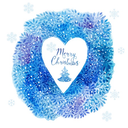 Vector colorful watercolor heart frame. Frame with copyspace for your text. Frame heart for text isolated on white background. Decorative elements for cards, gifts, crafts. Valentine's Day cardのイラスト素材