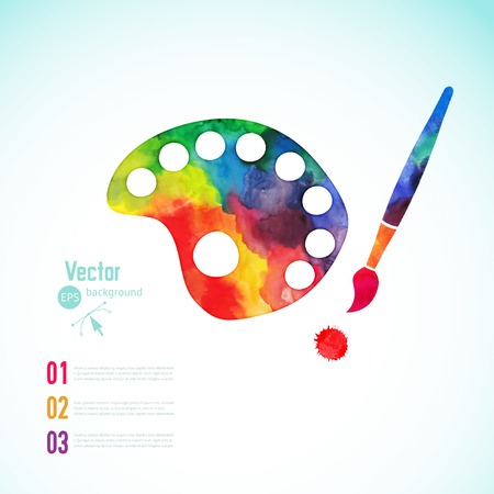 Paint brush with palette icon vector,  art palette with eight colors, vector illustration, art palette with paints and brusheのイラスト素材