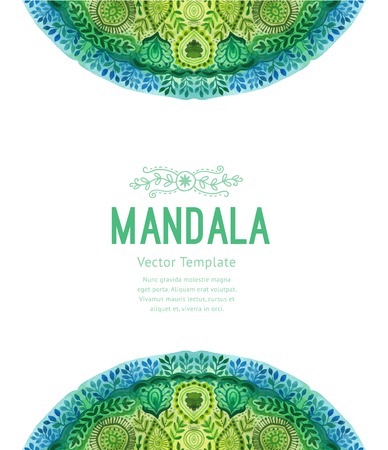 Vector watercolor mandala. Decor for your design, lace ornament. Round pattern, oriental styleのイラスト素材