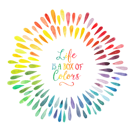 vector watercolor wreath with colorful rainbow drops vector watercolor wreath with colorful rainbow drops