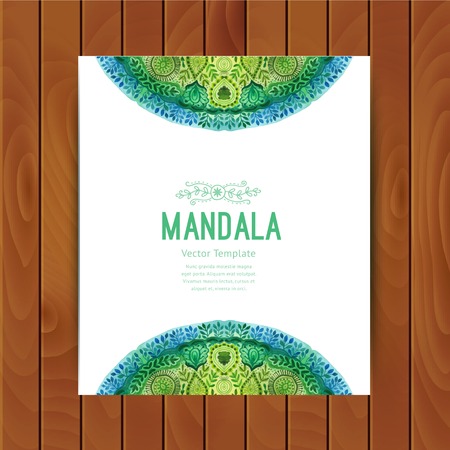 Vector watercolor mandala. Decor for your design, lace ornament. Round pattern, oriental styleのイラスト素材