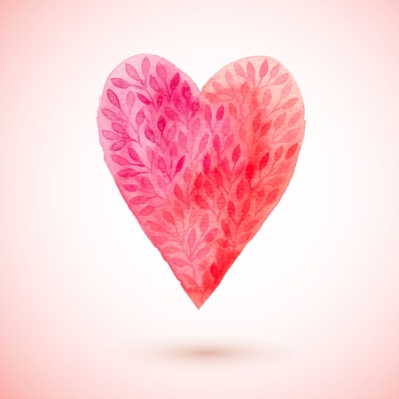 vector watercolor heart, Valentine's day heart sign made of flower leaf. watercolor painted red heart, vector element for your designのイラスト素材
