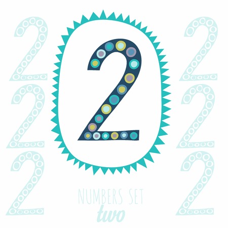 Whimsical hand drawn number 2 two. Hand-drawn numbers. Vector sketch illustration isolated on white backgroundのイラスト素材