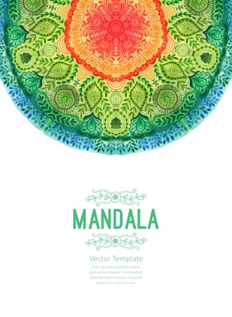 Vector watercolor mandala. Decor for your design, lace ornament. Round pattern, oriental styleのイラスト素材