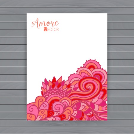 Abstract invitation card with abstract wave. Template wavy frame design for card, banner on woodのイラスト素材