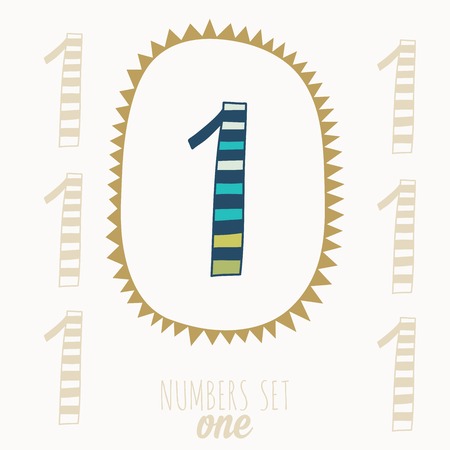 Whimsical hand drawn numbers, from one to zero. Hand-drawn numbers. Vector sketch illustration isolated on white backgroundのイラスト素材