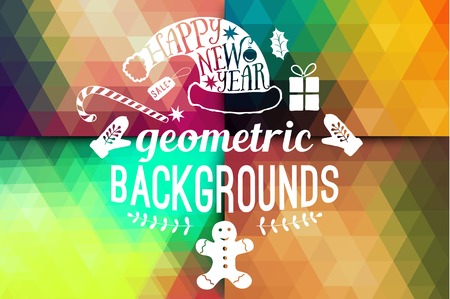 Vector retro supply, hipster background.Retro styled badges, signs.Banner. Vintage Insignias. Backdrop. Geometric Christmas typographic label  Xmas New Year design. Calligraphic vector decoration.のイラスト素材