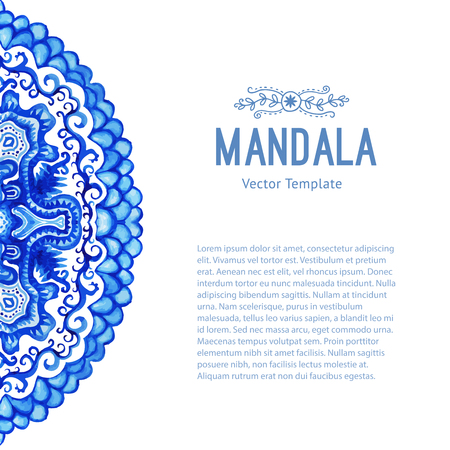 White and blue ornament.Vector gzhel. Doily lace pattern, circle background with many details, looks like crocheting handmade lace, lacy arabesque designs.Orient traditional ornament. Oriental motif.のイラスト素材