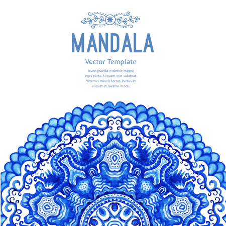 Vector watercolor mandala. Decor for your design, lace ornament. Round pattern, oriental style.のイラスト素材