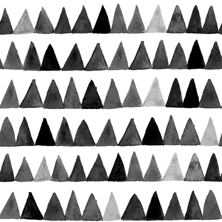 Vector watercolor triangles seamless pattern. Modern  seamless pattern. Black and white texture in geometry template. Grunge pattern. Retro triangle background. Bright pattern.のイラスト素材