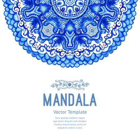Vector watercolor mandala. Decor for your design, lace ornament. Round pattern, oriental style.のイラスト素材