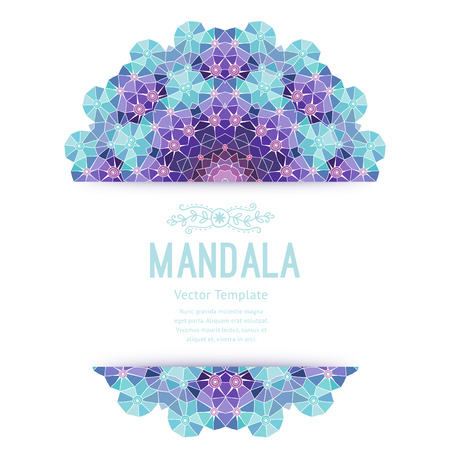 Vector purple mandala. Decor for your design, lace ornament. Round pattern, oriental style.のイラスト素材