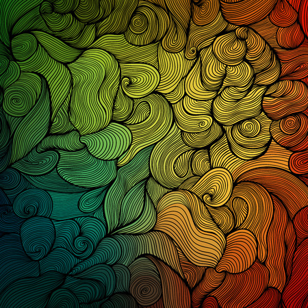 Vector abstract hand-drawn waves texture, wavy background. Colorful waves backdropのイラスト素材
