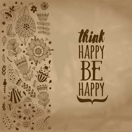 Floral card design, flowers and leaf doodle elements. のイラスト素材