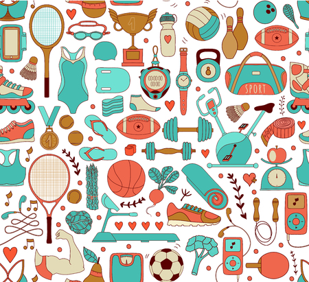 Doodle sports elements. Vector illustrationの写真素材