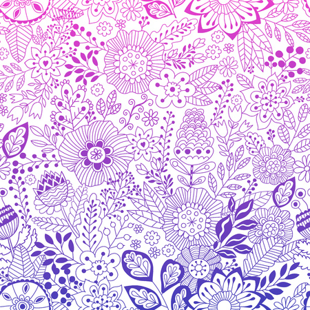 Vector floral pattern in doodle styleのイラスト素材