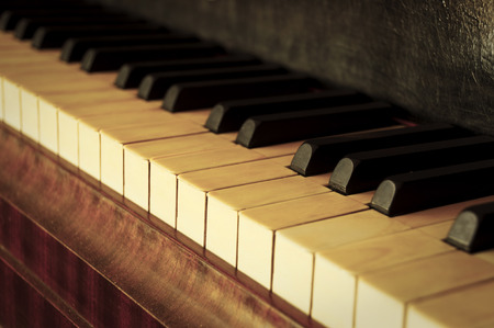 Closeup of old piano keyboardの写真素材
