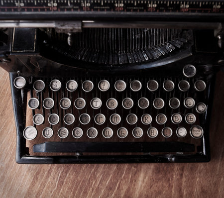 Typing on the vintage typewriter